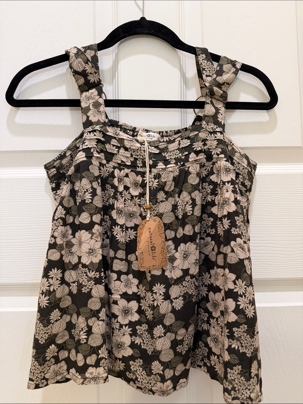 NATURAL LIFE Black and Cream Floral Sundress for Kids
